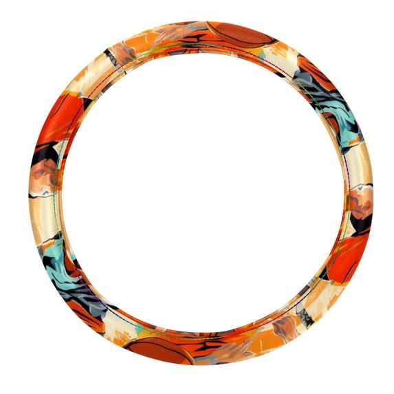 Basketball 14.5 Inch Printing PVC Leather Auto Accessories Steering Wheel Covers Car Wheel Covers Steering Wheel Cover