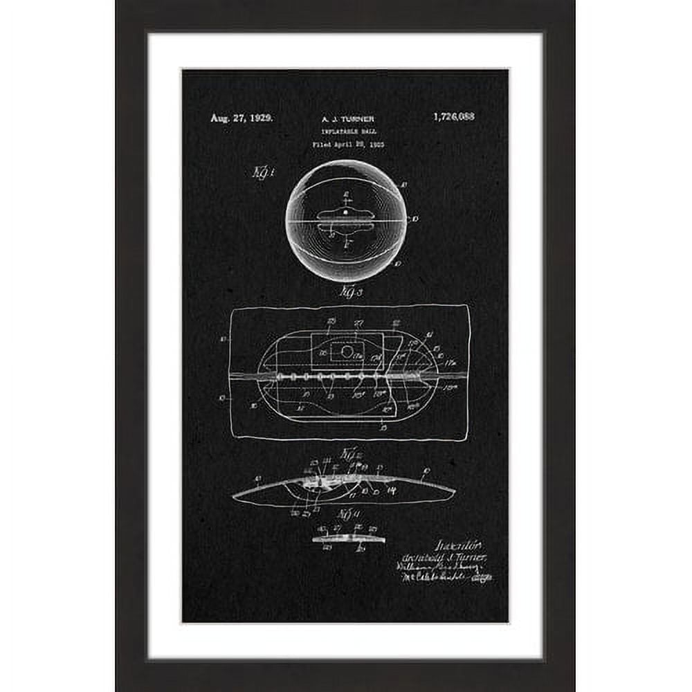 "Basketball 1925 Black Paper" Framed Painting Print