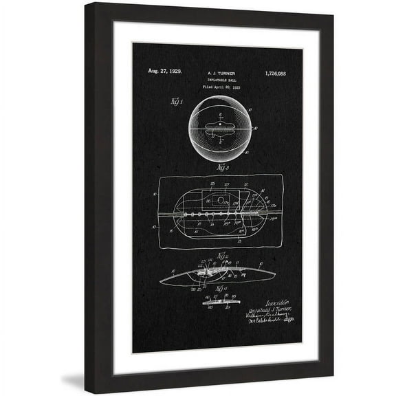 "Basketball 1925 Black Paper" Framed Painting Print