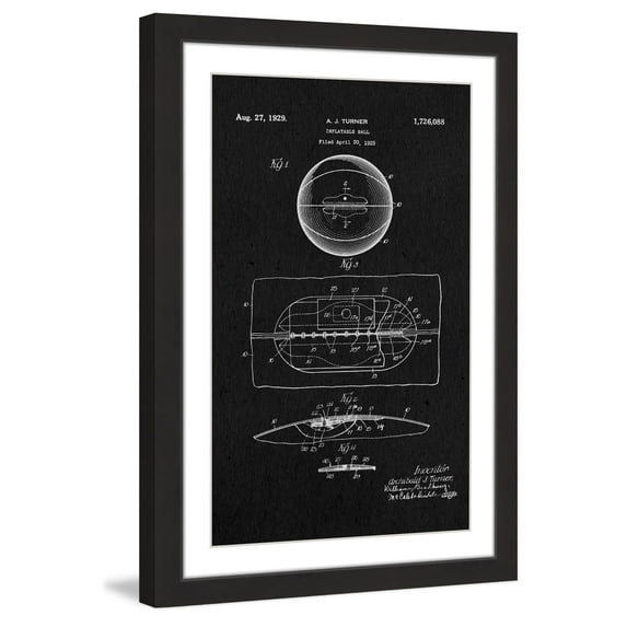 "Basketball 1925 Black Paper" Framed Painting Print
