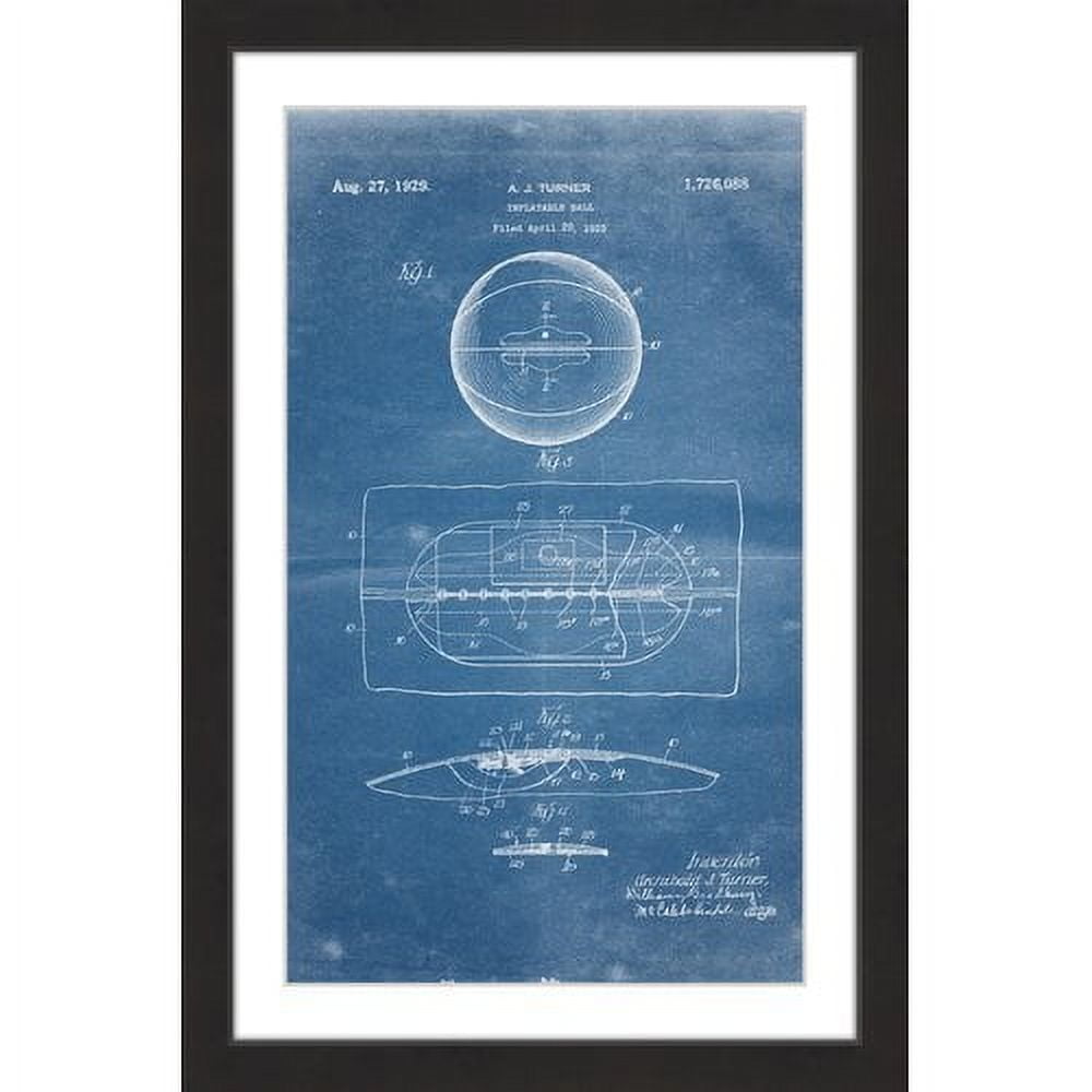 "Basketball 1925 Blueprint" Framed Painting Print