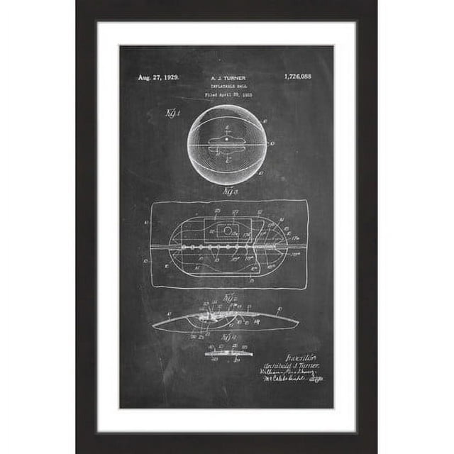"Basketball 1925 Chalk" Framed Painting Art Print, 12" x 1.5"