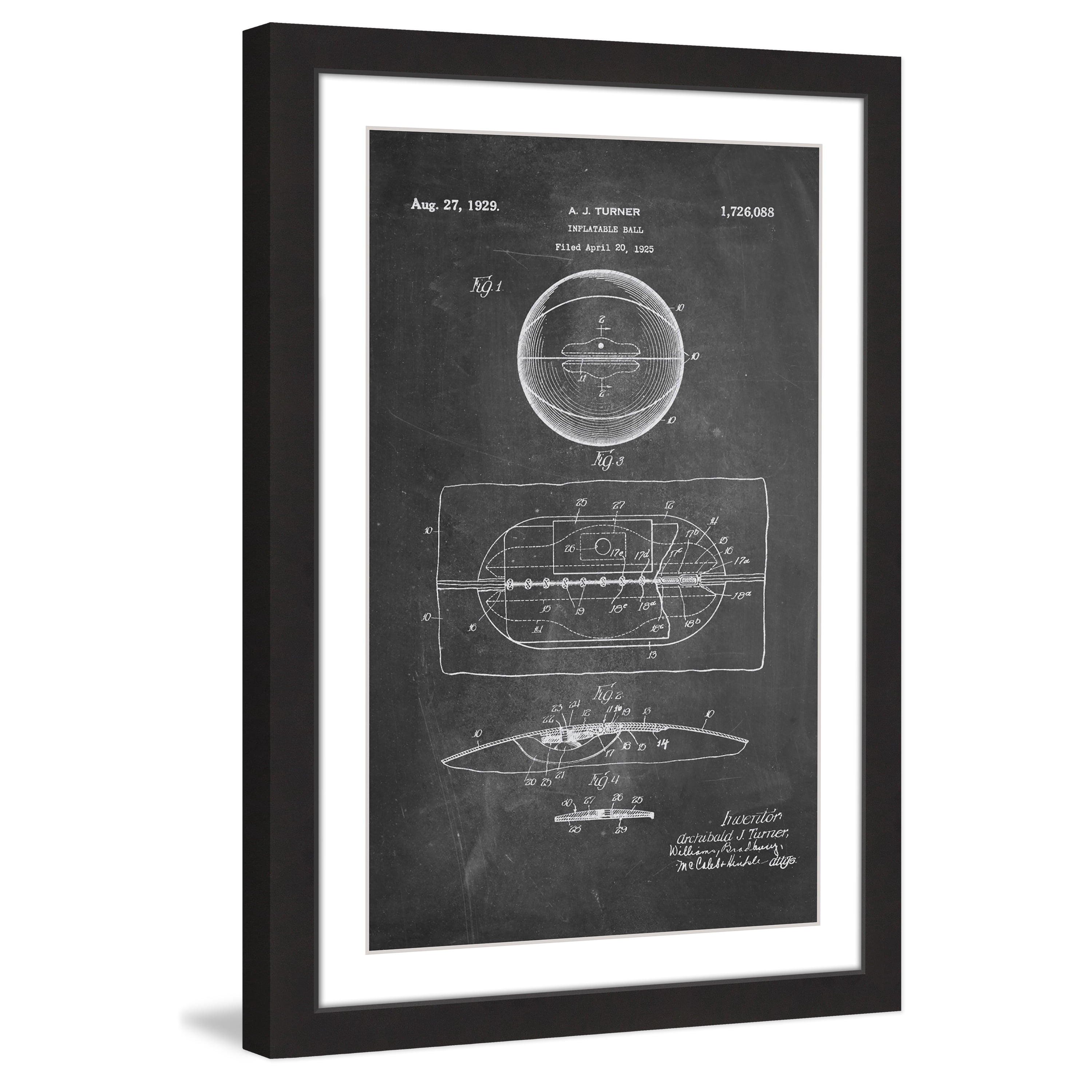 "Basketball 1925 Chalk" Framed Painting Print