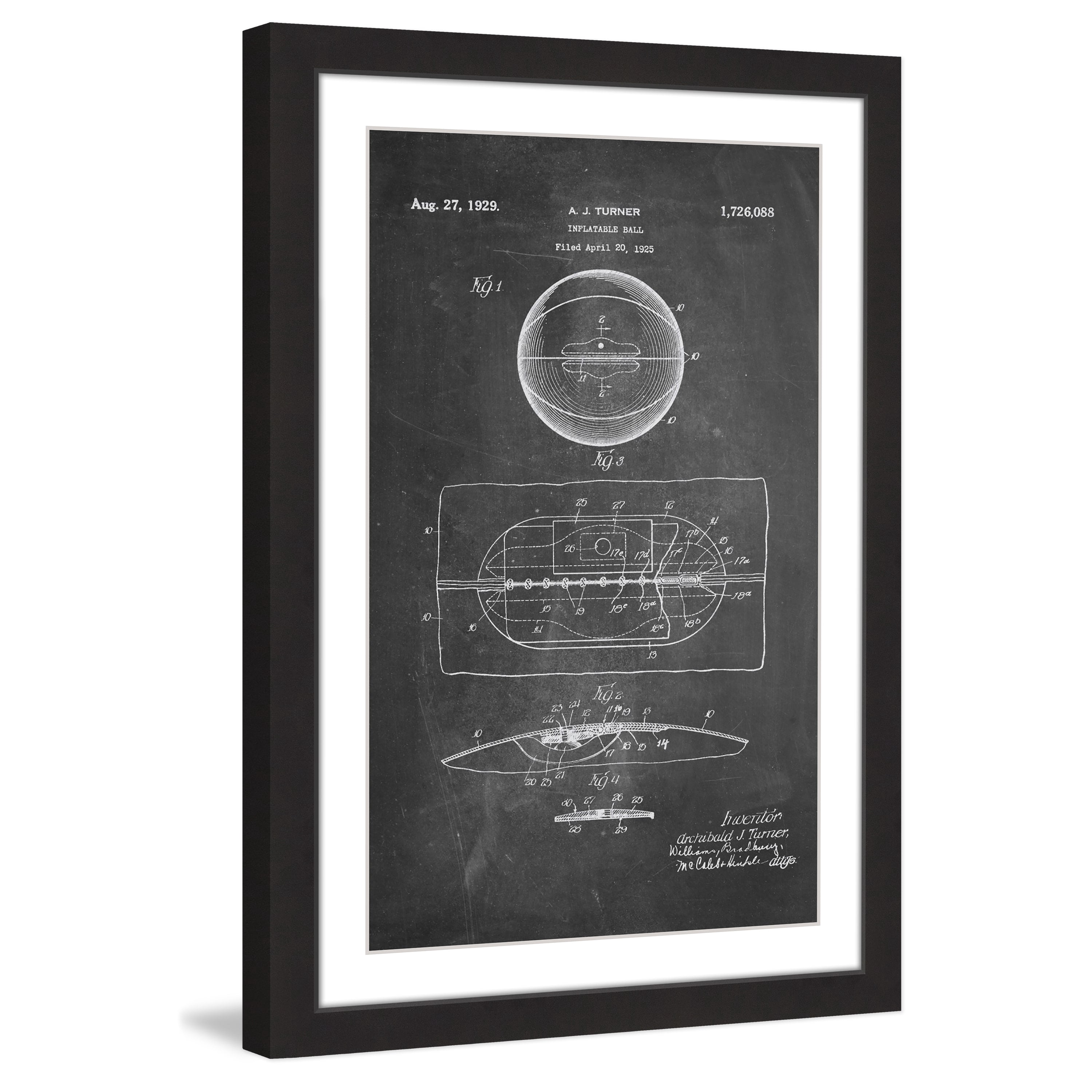 "Basketball 1925 Chalk" Framed Painting Print