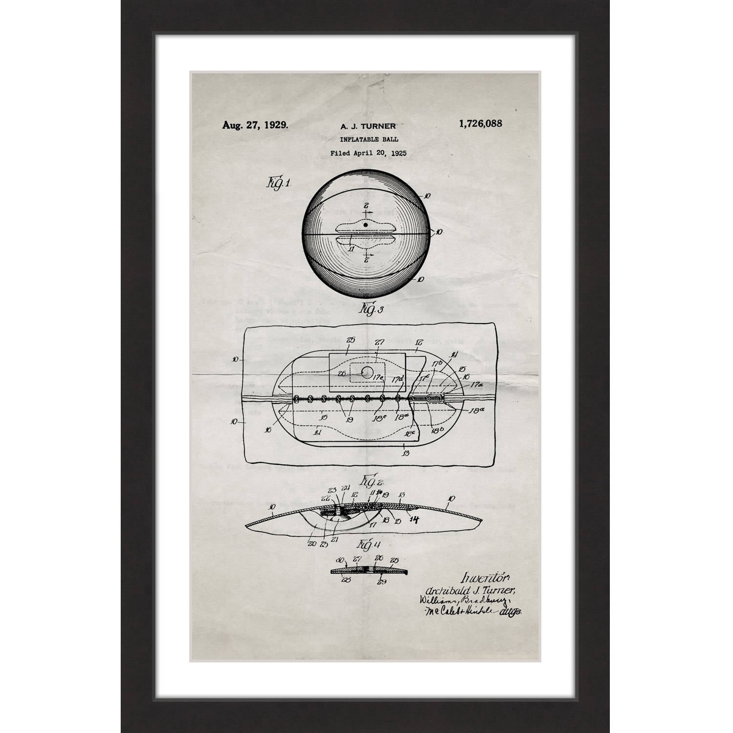 "Basketball 1925 Old Paper" Framed Painting Print
