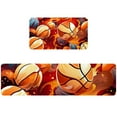 Basketball 2 Pcs Kitchen Floor Mat Anti Fatigue Rugs, Non Skid