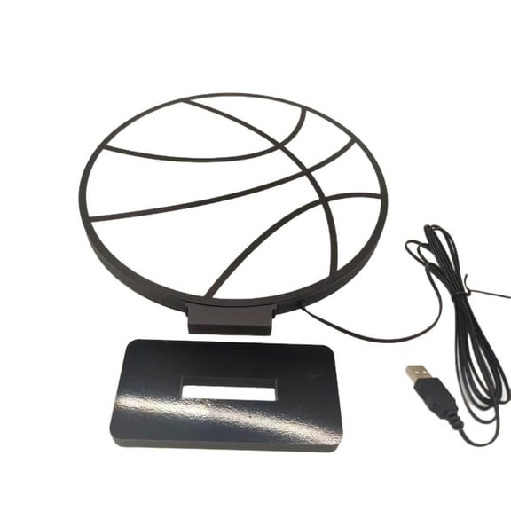 Basketball 3D LED Night Light with Base, Acrylic Sports Sign with USB Data Cable, Decorative Lamp for Bedroom Club Hotel, Creative Gift for Basketball Fans