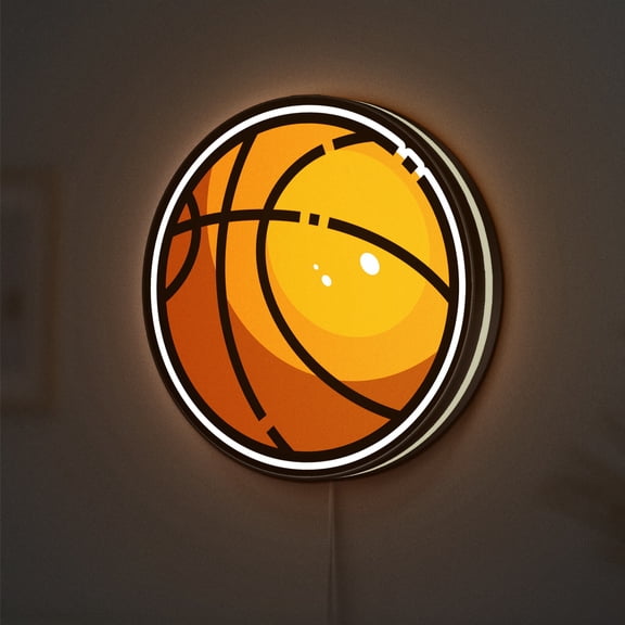 Basketball 3D Novelty Light Box for Athletes and Sports Fans, Modern Team Ball Lamp Decor for Game Rooms and Court Lovers (Width 20 inch, 50cm)
