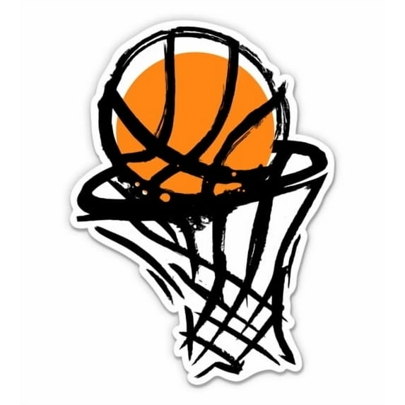 Basketball - 5" Vinyl Sticker - For Car Laptop I-Pad - Waterproof Decal