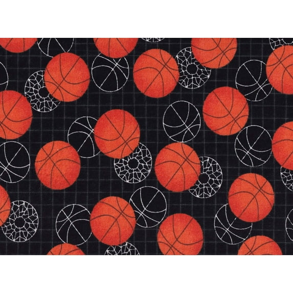 Basketball 60" Wide Flannel Fabric