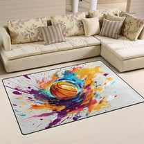 Basketball Abstract Area Floor Mats Non-Slip Rugs Soft Doormat 31 x 20 inch Carpet for Living Dining Room Bedroom Decorative