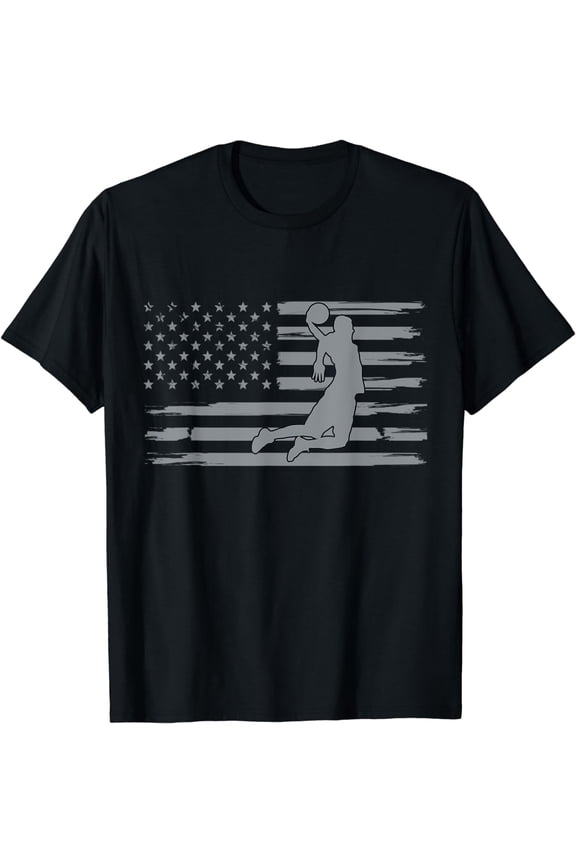 Basketball American Flag Funny Basketball Player Men Boys T-Shirt