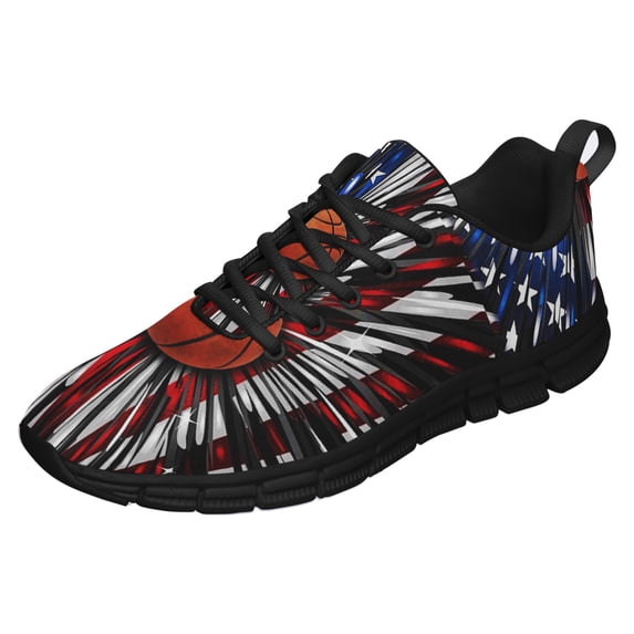 Basketball American Flag Running Shoes Sneakers Mesh Black Size 6