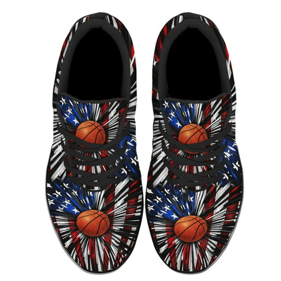 Basketball American Flag Shoes Women's Fashion Sneakers Tennis Running Shoes for Men Women Black Size 8.5