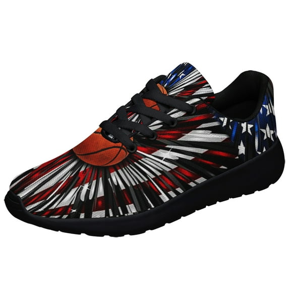Basketball American flag Shoes Sneakers for Women Men Black Size 10.5