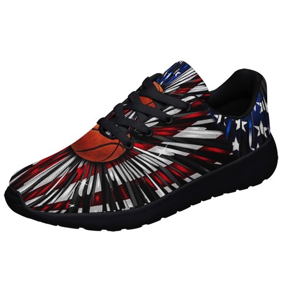 Basketball American flag Shoes Sneakers for Women Men Black Size 3.5