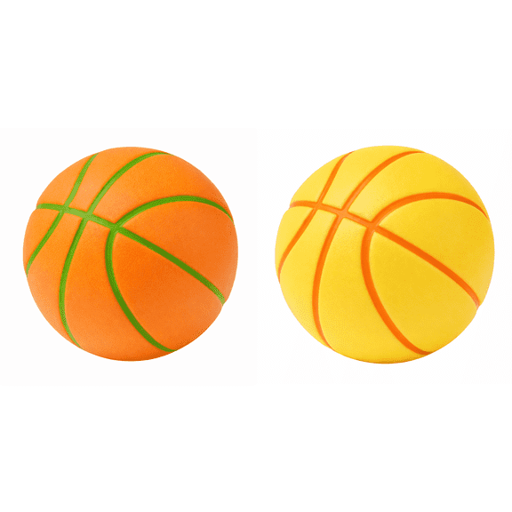 Basketball Anti-Stress Pop Sensory Fidget Toy – 2 Pack (2-Inch Diameter), Orange/Yellow