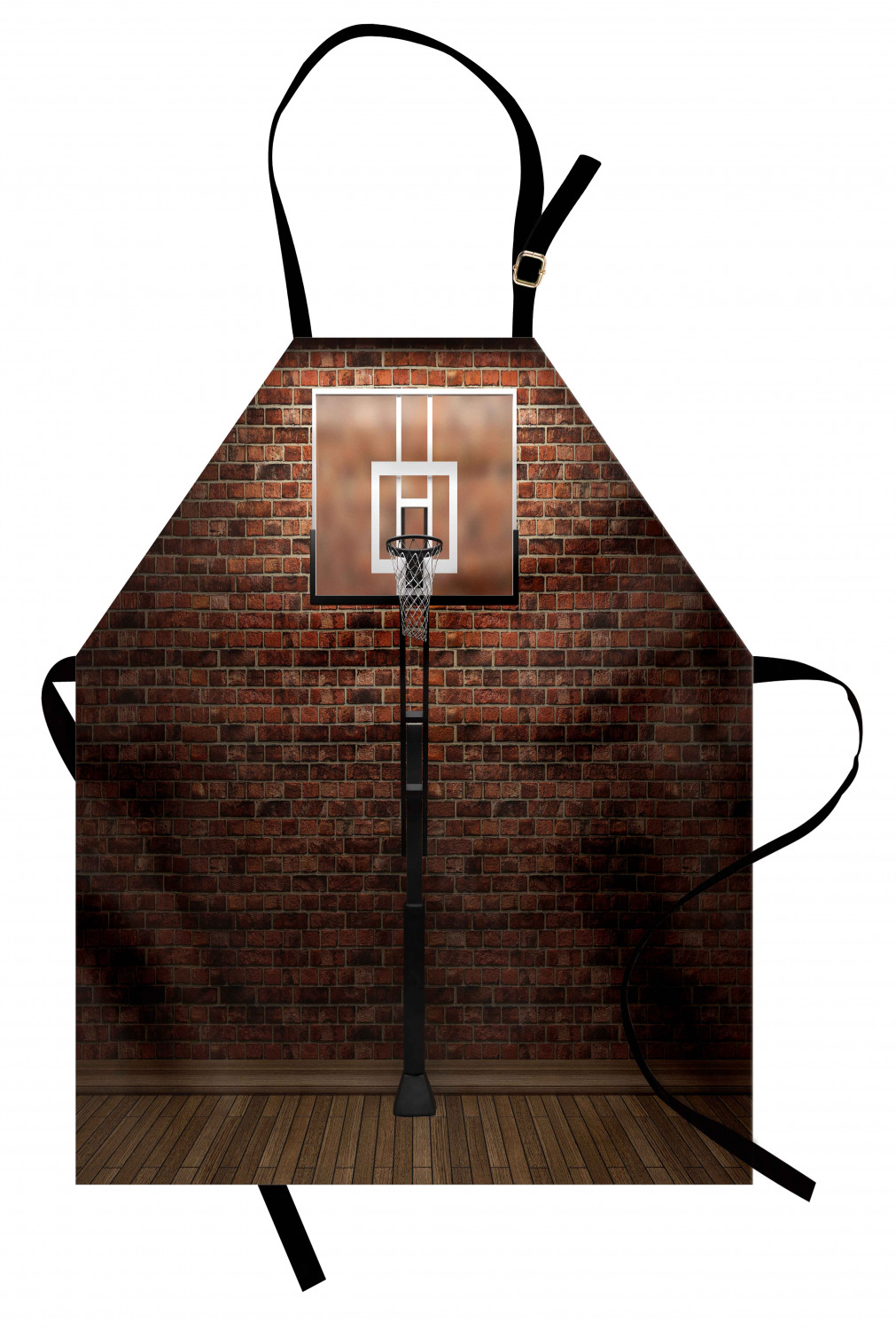 Basketball Apron Old Brick Wall and Basketball Hoop Rim Indoor Training ...