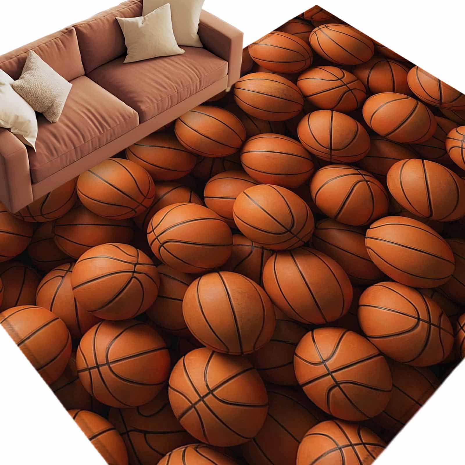 Basketball Area Rug 5x7 Washable Rug Non Slip Modern Chic Classic ...