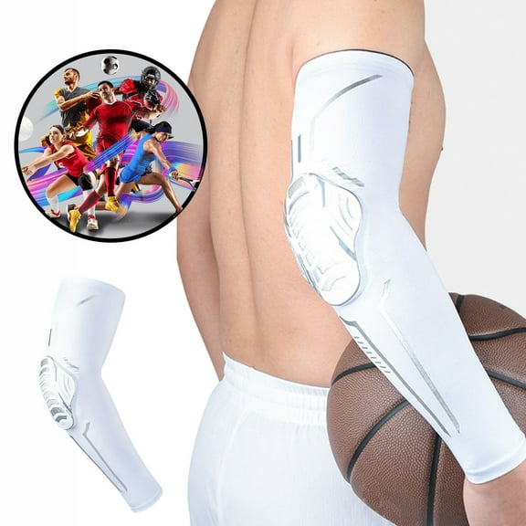 Basketball Arm Sleeves with Elbow Protection, Honeycomb Anti Collision Support, Sports Compression Gear for Football, Hiking, Cycling Activities
