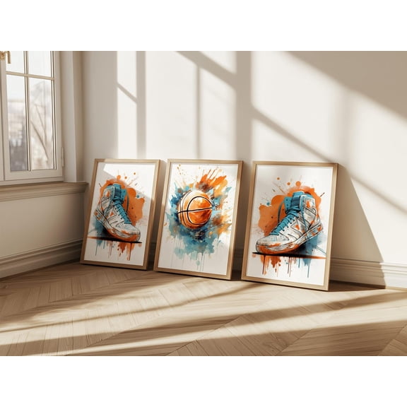 Basketball Art Prints Sports Theme Decor Athletic Wall Art Version 2 Set 3 Unframed Paper Print 8x12