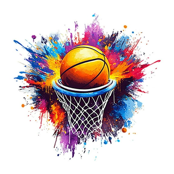 Basketball Art Wall Stickers Colorful Splash Design For Sports Enthusiasts Boy's Bedroom Stickers Home Decor Kids Gift Idea