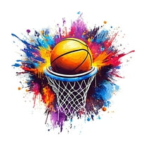 Basketball Art Wall Stickers Colorful Splash Design For Sports Enthusiasts Boy's Bedroom Stickers Home Decor Kids Gift Idea
