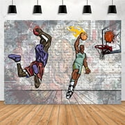 Basketball BackdropBaskestball Sport Wall Graffiti Boys Birthday Photography Background Basketball Party Banner Decorations Supplies Cake Table Photo Booth Studio Props