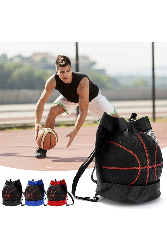 Basketball Backpack Shoulder Crossbody Bag | Waterproof Sports Equipment Tote | Versatile Mesh Pocket | Adjustable Straps for Comfort | Fits Basketball, Volleyball, Soccer | 1 Pack