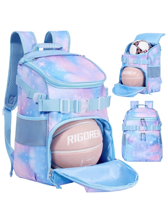Basketball Backpack Women Fit Soccer Volleyball Baseball Football Sports Backpack Training Equipment Bag for Team -Sky Blue