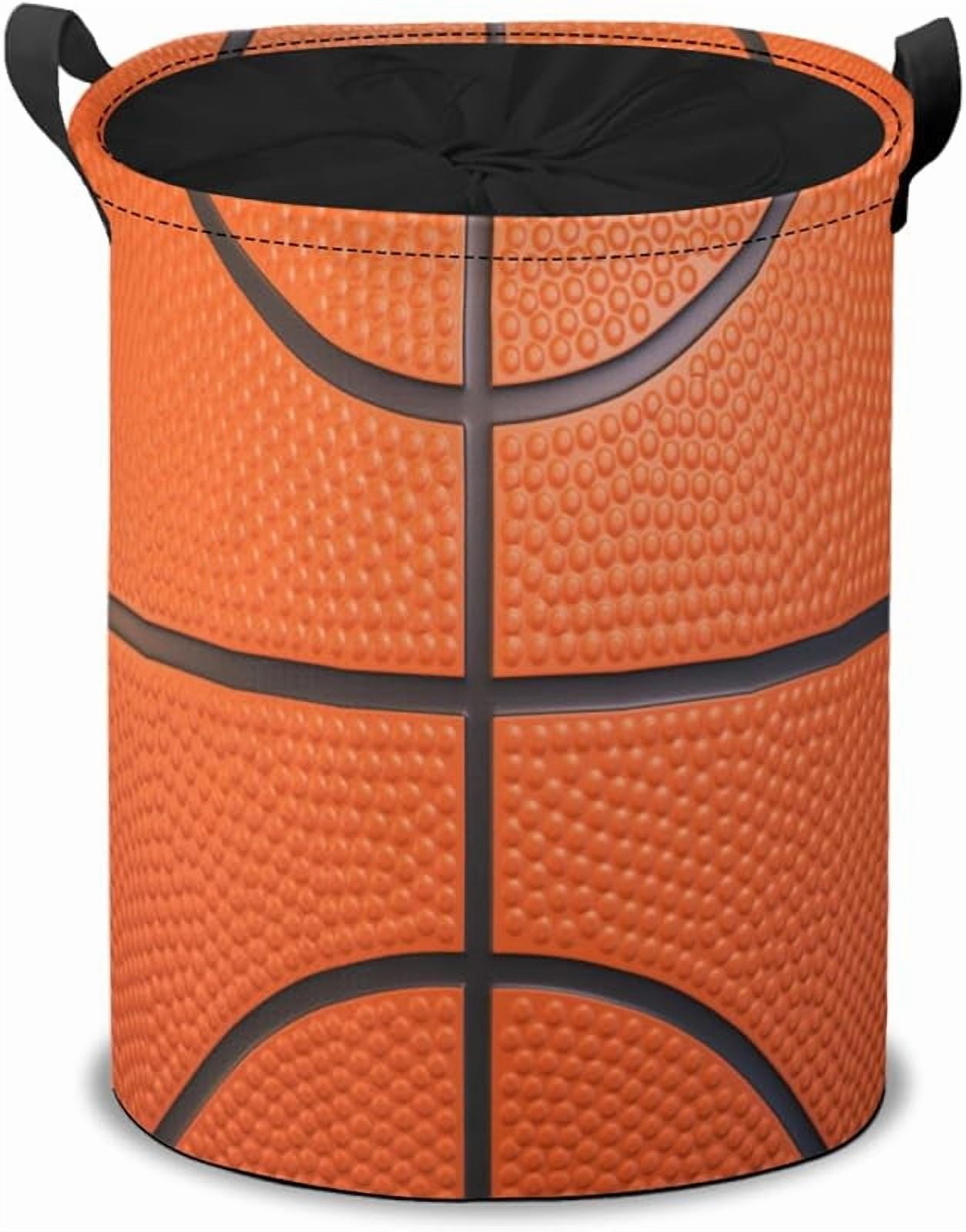 Basketball Ball Laundry Hamper Basket, Orange Basketball Ball Collapsible Portable Laundry Bag, Storage Bins Baskets, Baby Laundry Basket,Toys Storage Basket, Gifts Basket, Bedroom Home Decor