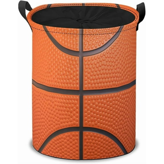 Basketball Ball Laundry Hamper Basket, Orange Basketball Ball Collapsible Portable Laundry Bag, Storage Bins Baskets, Baby Laundry Basket,Toys Storage Basket, Gifts Basket, Bedroom Home Decor