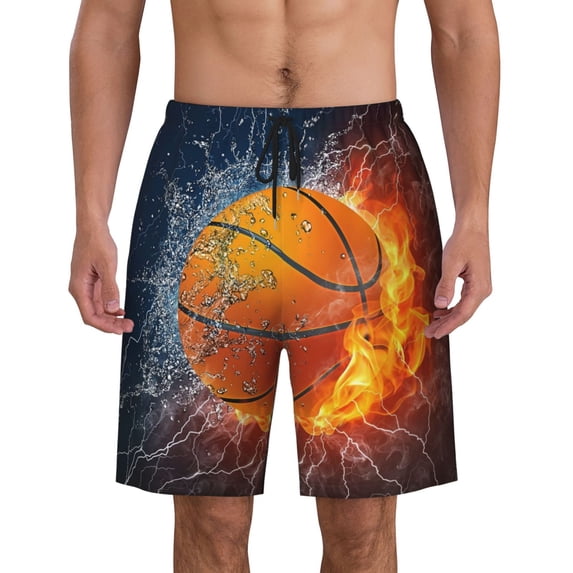 Basketball Ball Pattern Men'S Beach Pants Quick Dry Short Swim Trunks With With Pockets And Mesh Lining Swimwear Beach Bathing Shorts 3x-Large