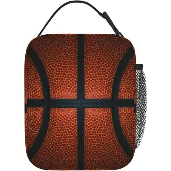 Basketball Ball Sport Appearance Insulated Lunch Bag Portable Reusable Zipper Lunch Box For Men Women Work Picnic Travel Camping