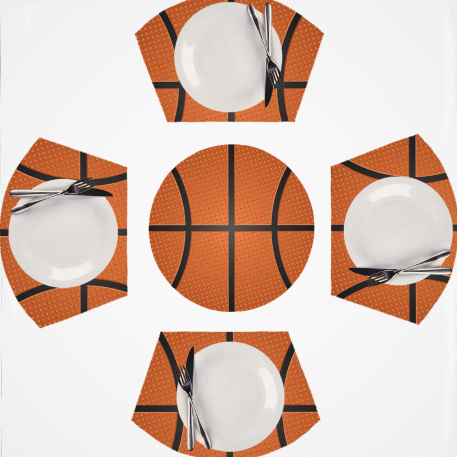 Basketball Ball Texture Round Table Placemats Set Of 5 Wedge Table Mats ...