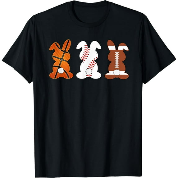 Basketball Baseball Football Sports Easter Bunny Rabbits T-Shirt