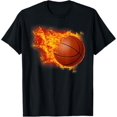 Basketball Basketball Hoop Fire Flames Ball Graphic TShirt