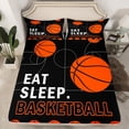 thumbnail image 1 of Basketball Bed Sheets Twin Size Sports Fitted Sheet Basketball Ball Print Bed Set Basketball Court Decor Bedding Sets Sports Basketball Player Games Bedding(No Top Sheet), 1 of 5