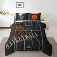 thumbnail image 1 of Basketball Bedding Queen Size Sports Theme Comforter Set, Ball Gamer Duvet Insert Basketball Printed Reversible Quilt Set, Black Bedding Comforters & Sets, 1 of 5
