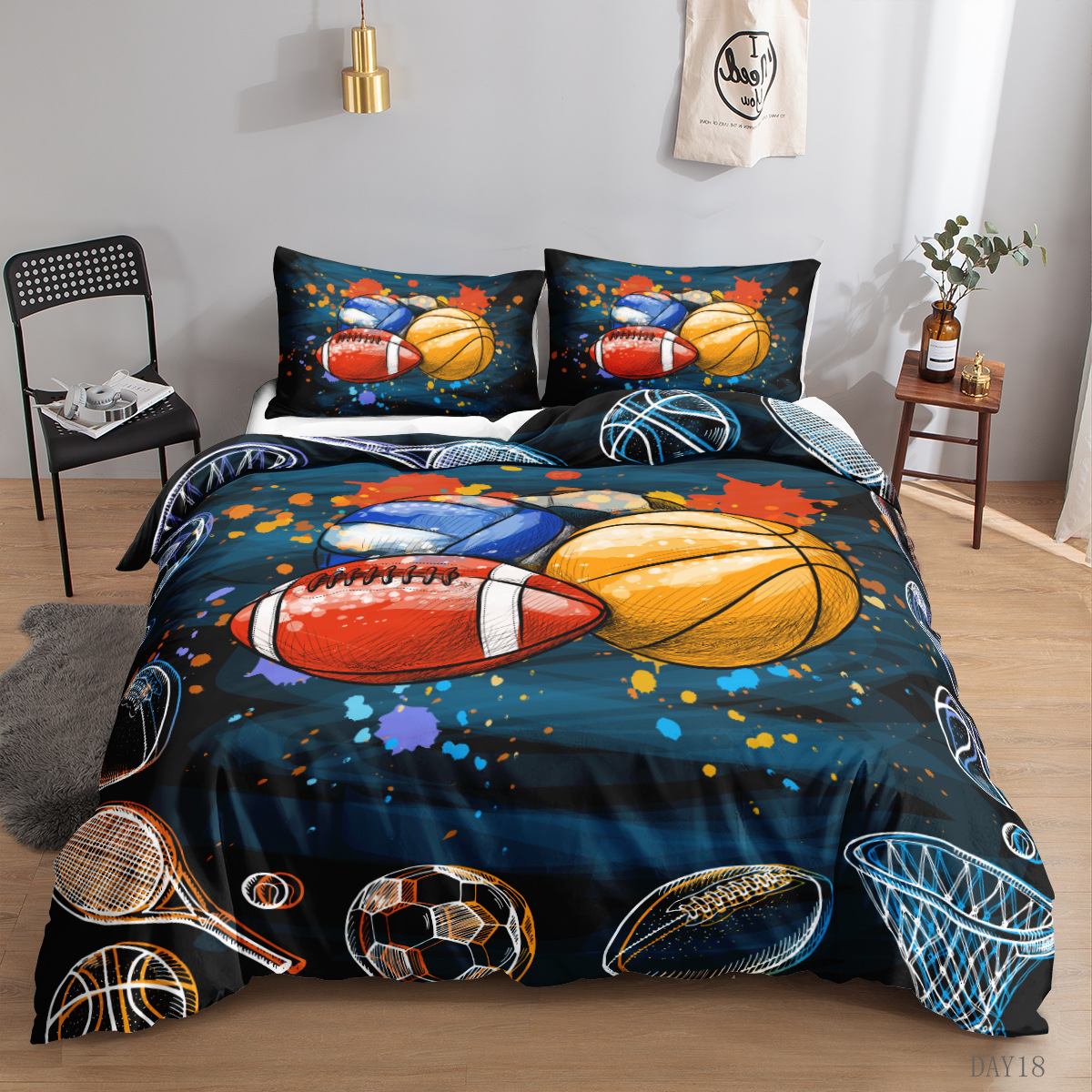 Basketball Bedding Set Full Size, Sports Basketball Bedding Boys Comforter Sets for Bedroom ...