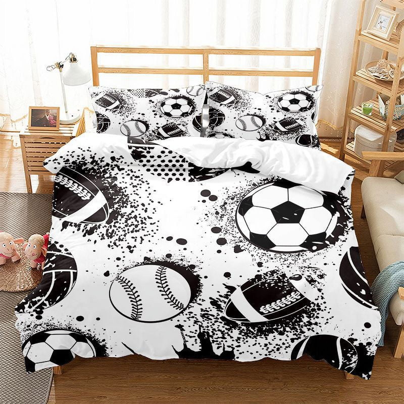 Basketball Bedding Set Full Size, Sports Basketball Bedding Boys Comforter Sets for Bedroom