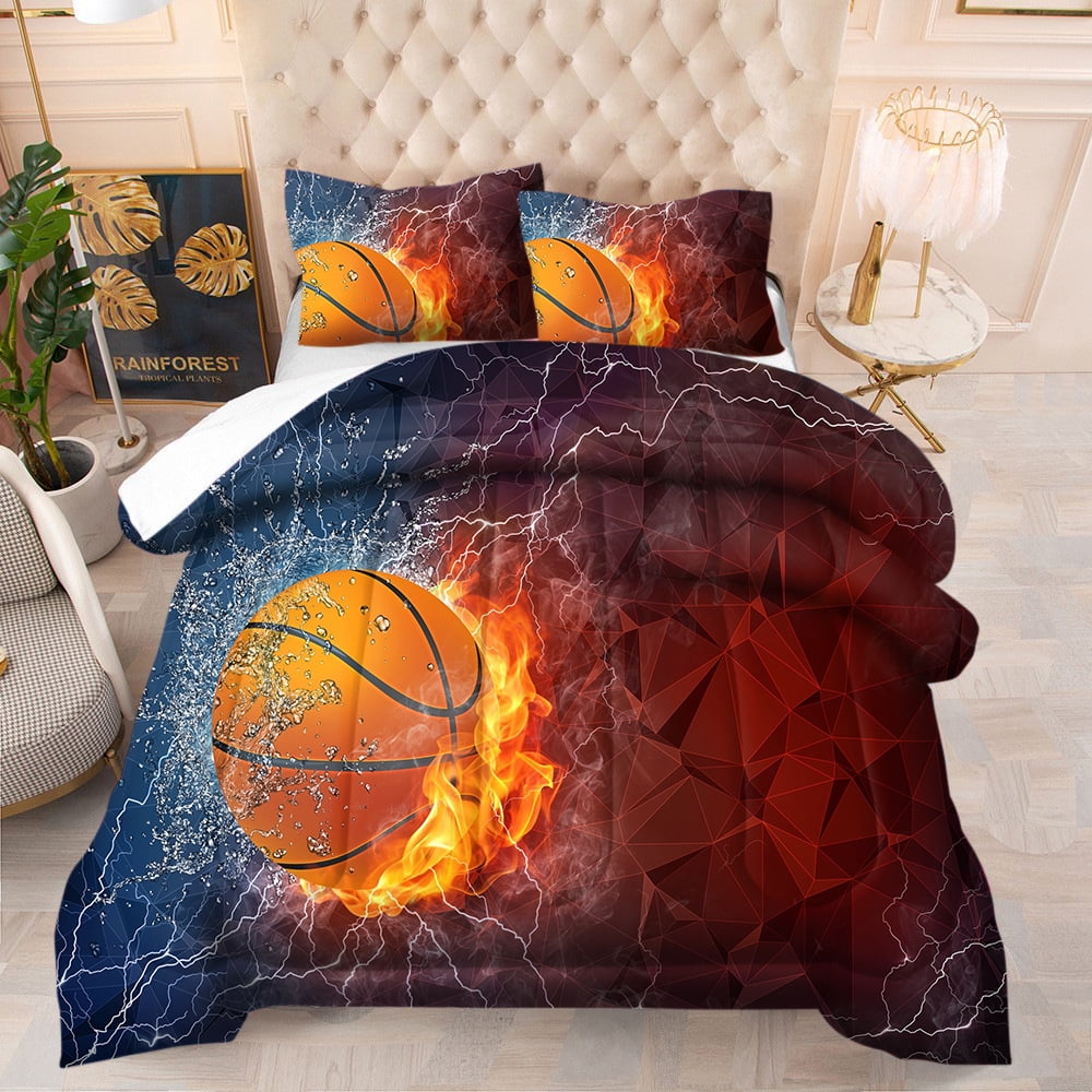 Basketball Bedding Set Full Size, Sports Basketball Bedding Boys Comforter Sets for Bedroom