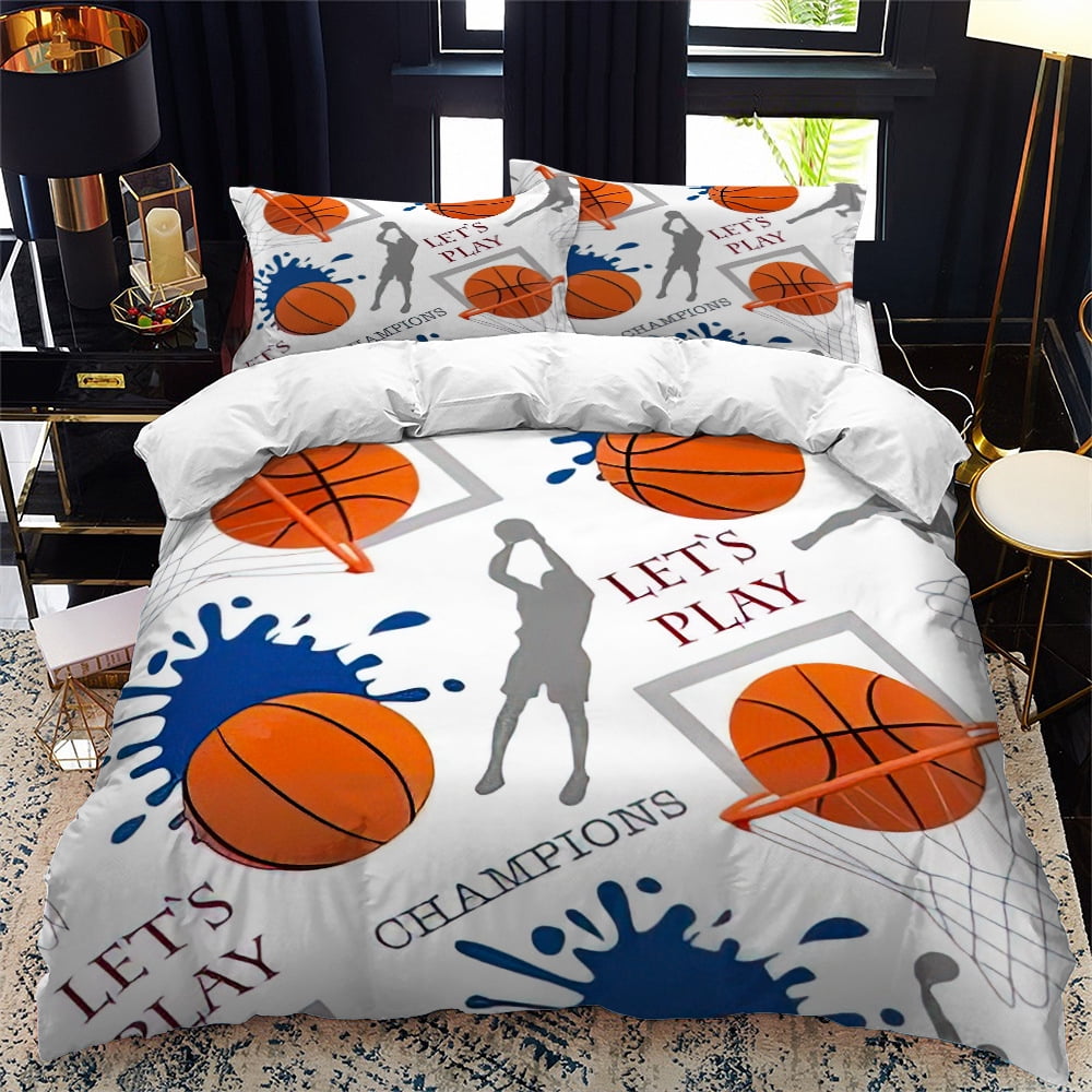 Basketball Bedding Set Sports Theme Duvet Cover Set for Kids Girls