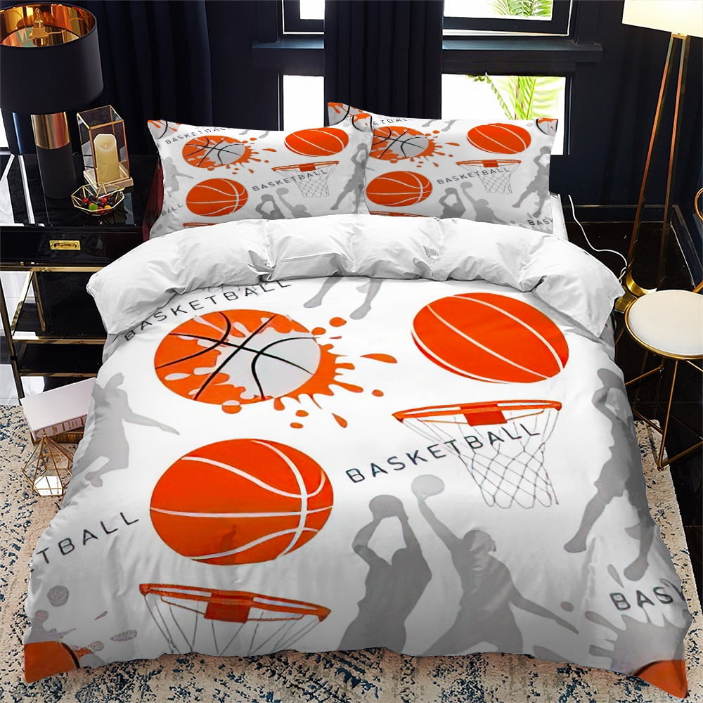 Basketball Bedding Set Sports Theme Duvet Cover Set for Kids Girls