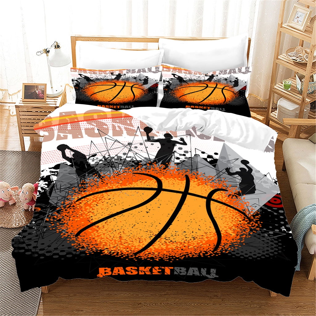 Basketball Bedding Set Sports Theme Duvet Cover Set for Kids Teens