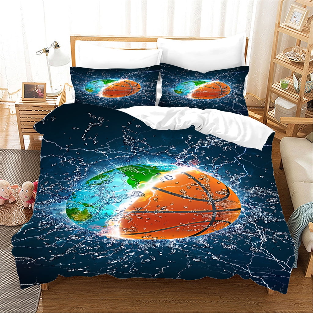 Basketball Bedding Set Sports Theme Duvet Cover Set for Kids Teens