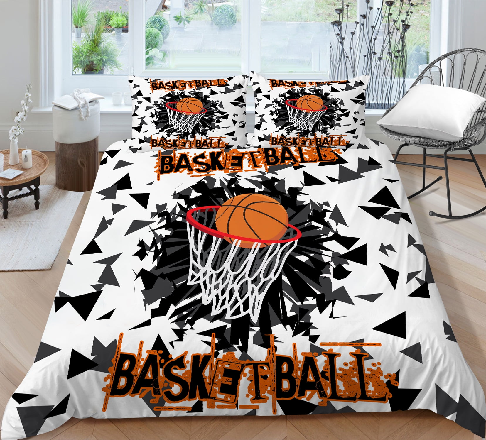 Basketball Bedding Set Twin Full Queen King Size, Sports Basketball Bedding Boys Comforter Sets