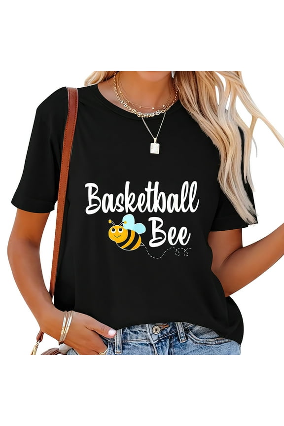 Basketball Bee Basketball Player Funny Bumblebee Trendy Women's Graphic Tee - Short Sleeve Fashion Apparel