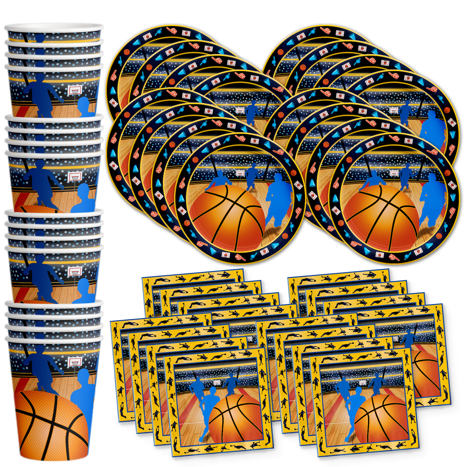 BIRTHDAY GALORE Basketball Birthday Party Supplies Set Plates Napkins Cups Tableware Kit for 16