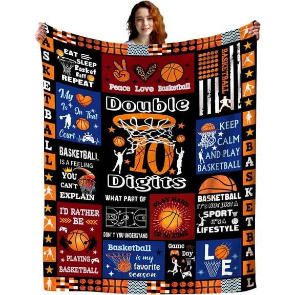Basketball Blanket 10 Year Old Boy Gift Ideas,10th Birthday Double Digits Ten Basketball Throw Blankets Gifts for Boys Girls Boys Kids Team Teen 40"x50"